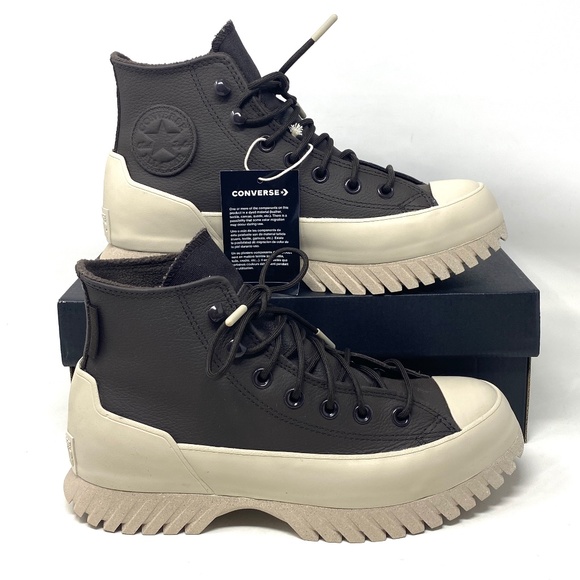 Converse Chuck Taylor Lugged 2.0 High Top Women's Brown Leather Sneakers A00911C - Picture 2 of 10